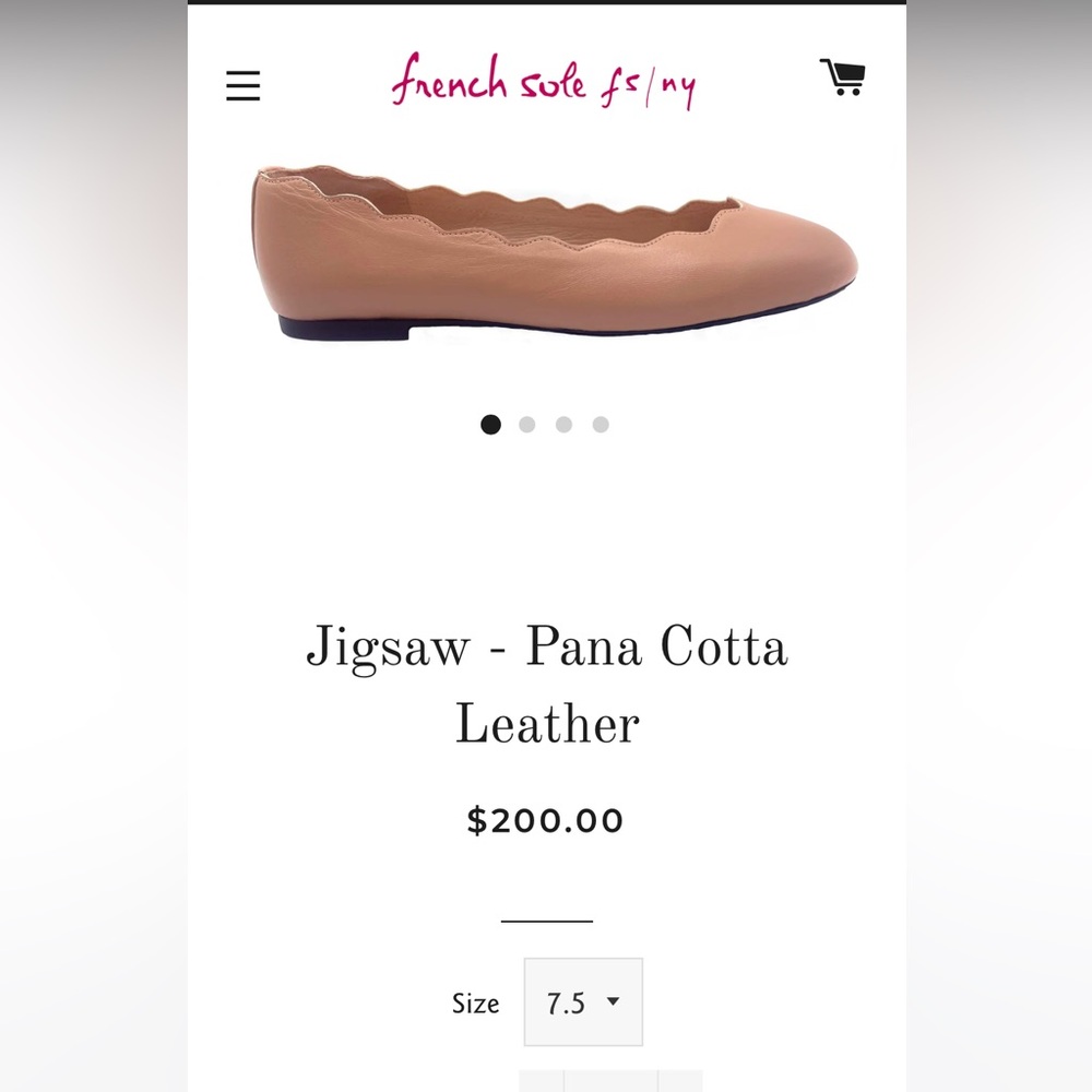 NWT French Sole (FS/NY) Jigsaw leather Ballet Flat in size 7.5, in color Napa